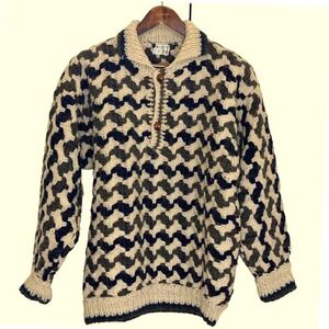 Signature Imports Handloomed Wool Sweater Men's Large Ecuador Chunky Knit Henley